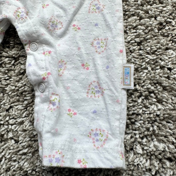 McBaby Floral Romper 3-6 Months Sleeveless White Pink Trim Baby Girl Outfit - Picture 6 of 7